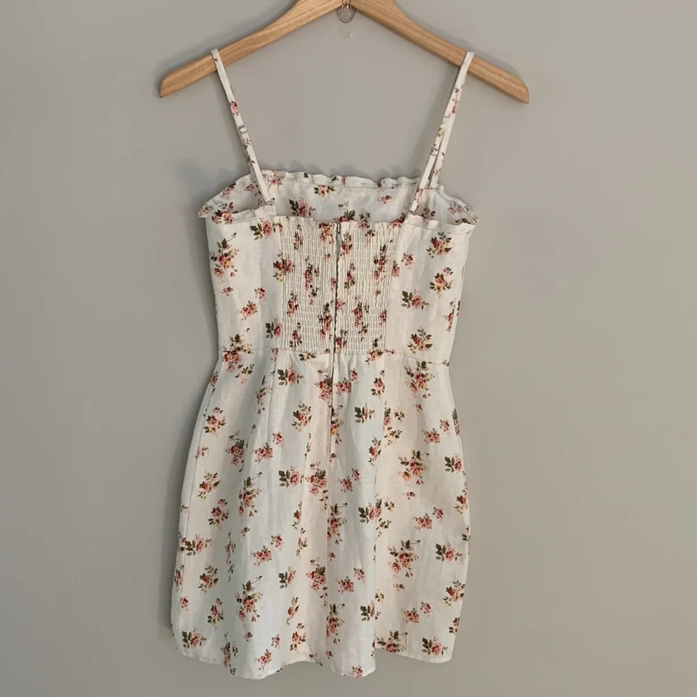 Reformation White Floral Mini Dress with Pink & Green Accents - Picture 5 of 11